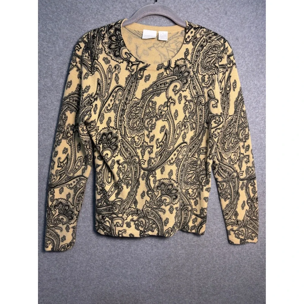 Studio C Paisley Sweater Women's S Soft Cashmere Feel Acrylic Cozy Vintage Top